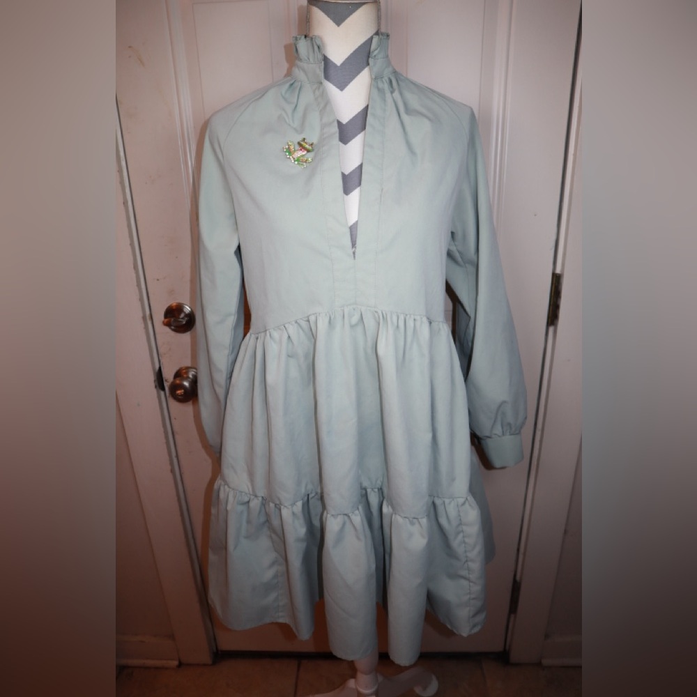 SHEIN Tiered Panel Dress Eucalyptus Size XS